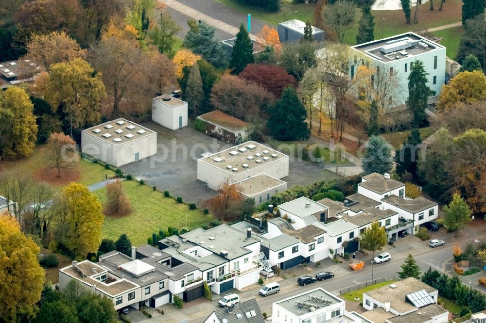 Bochum from above - Museum building ensemble KUBUS at the former water-castle ruin at Nevelstrasse in Bochum in the state North Rhine-Westphalia