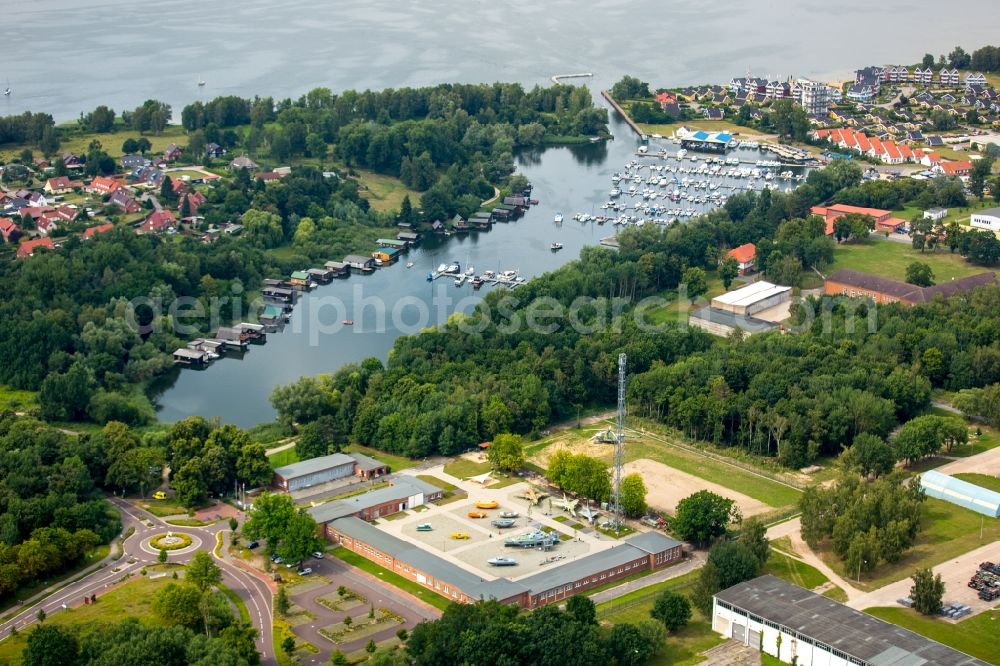 Aerial image Rechlin - Museum building ensemble of Aeronautical Engineering Museum Rechlin with outdoor exhibition space in Rechlin in Mecklenburg - Western Pomerania