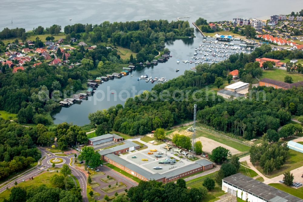 Rechlin from above - Museum building ensemble of Aeronautical Engineering Museum Rechlin with outdoor exhibition space in Rechlin in Mecklenburg - Western Pomerania