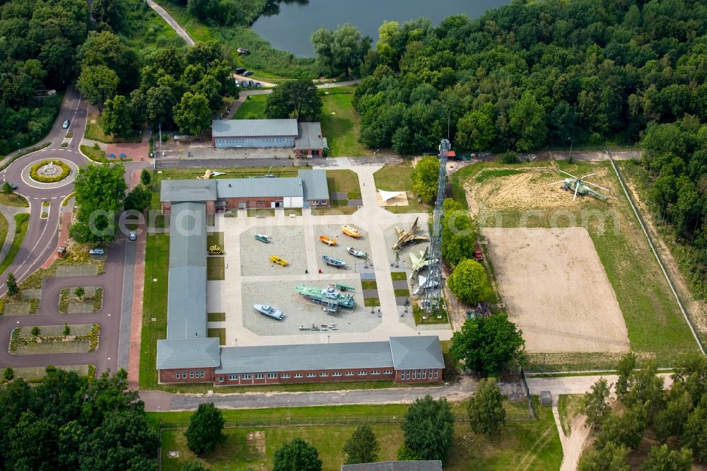 Rechlin from the bird's eye view: Museum building ensemble of Aeronautical Engineering Museum Rechlin with outdoor exhibition space in Rechlin in Mecklenburg - Western Pomerania