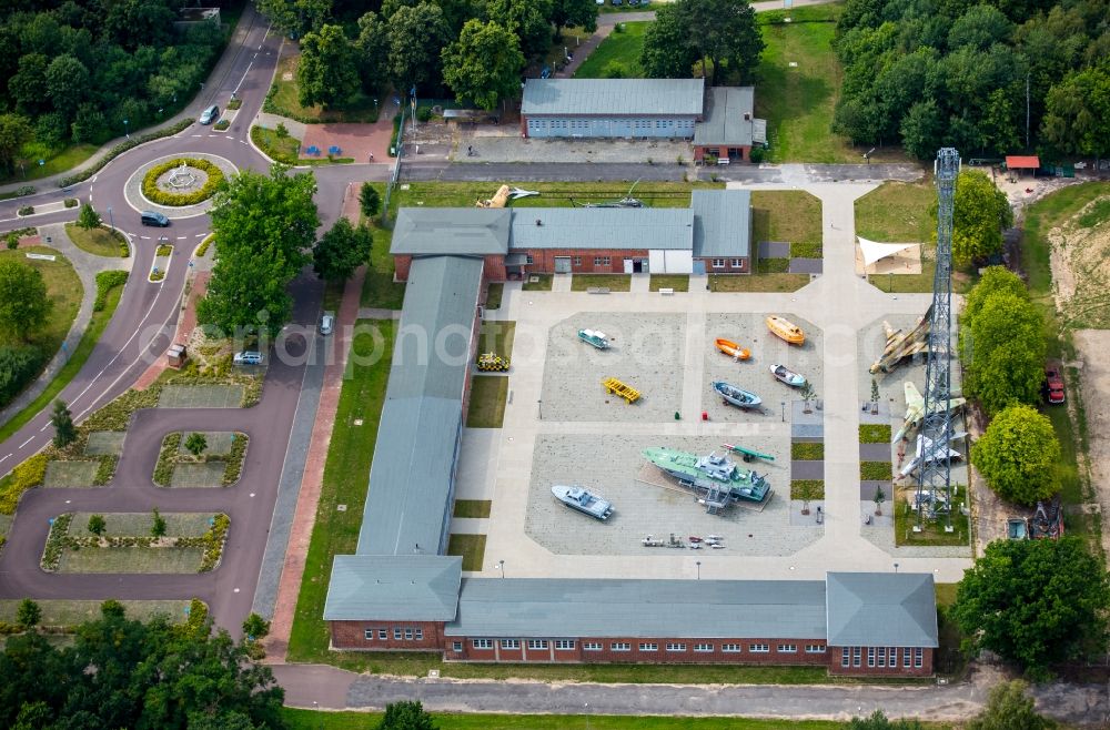 Aerial image Rechlin - Museum building ensemble of Aeronautical Engineering Museum Rechlin with outdoor exhibition space in Rechlin in Mecklenburg - Western Pomerania