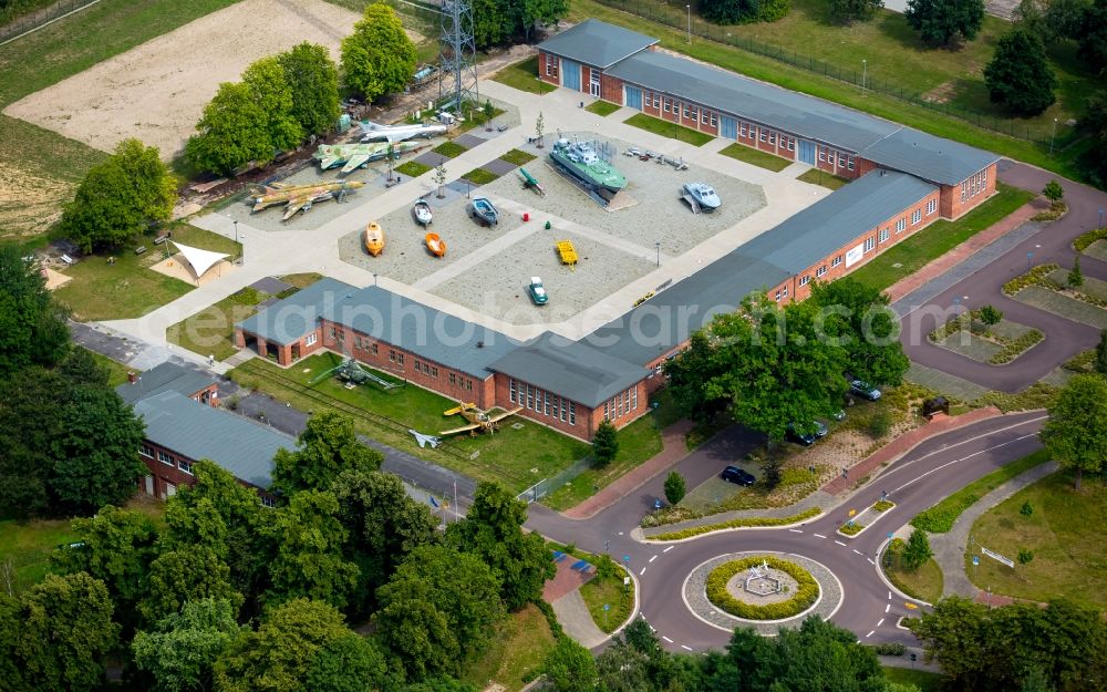 Rechlin from the bird's eye view: Museum building ensemble of Aeronautical Engineering Museum Rechlin with outdoor exhibition space in Rechlin in Mecklenburg - Western Pomerania