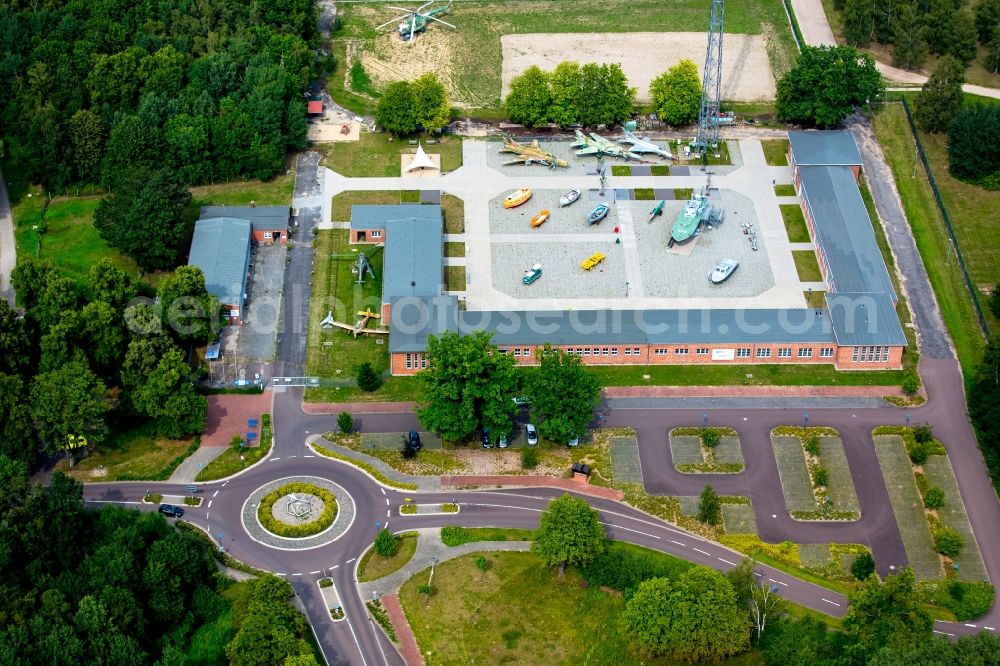 Aerial photograph Rechlin - Museum building ensemble of Aeronautical Engineering Museum Rechlin with outdoor exhibition space in Rechlin in Mecklenburg - Western Pomerania