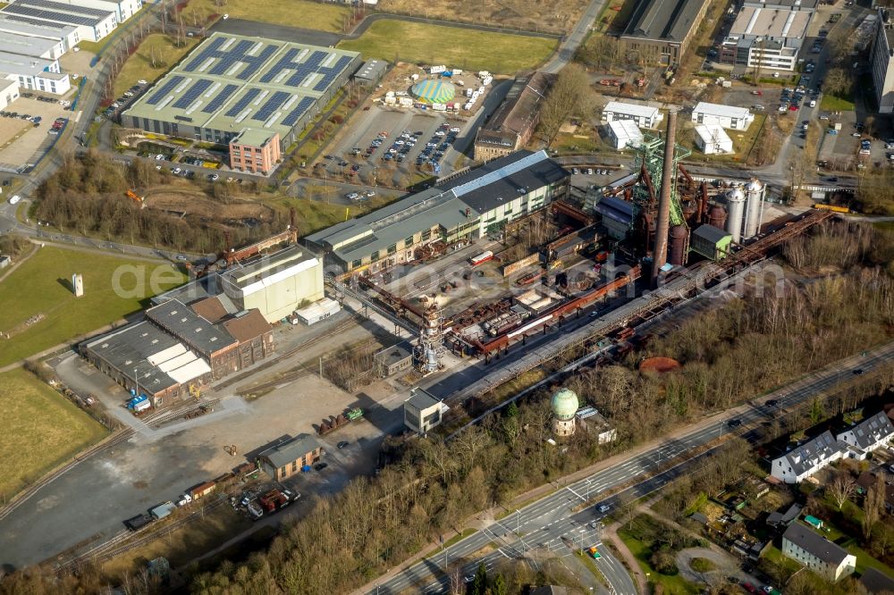 Hattingen from above - Museum building ensemble LWL-Industriemuseum Henrichshuette Hattingen in of factorysstrasse in Hattingen in the state North Rhine-Westphalia, Germany