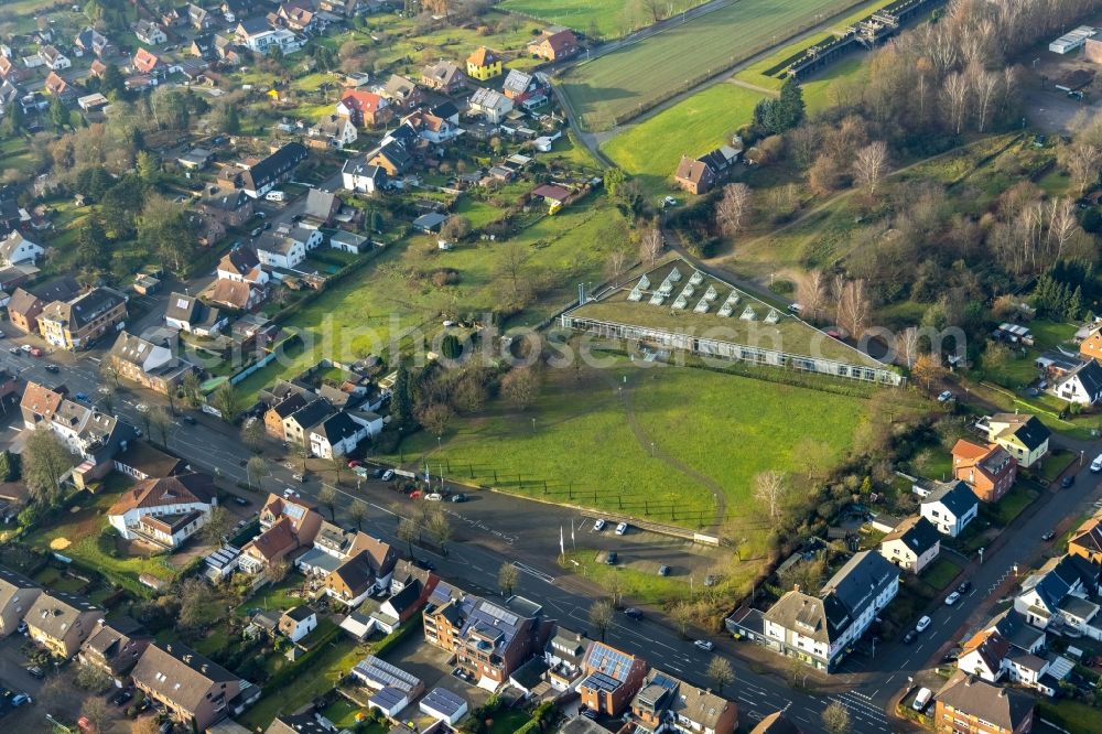 Aerial photograph Haltern am See - Museum building ensemble LWL-Roemermuseum on Weseler Strasse in Haltern am See in the state North Rhine-Westphalia, Germany