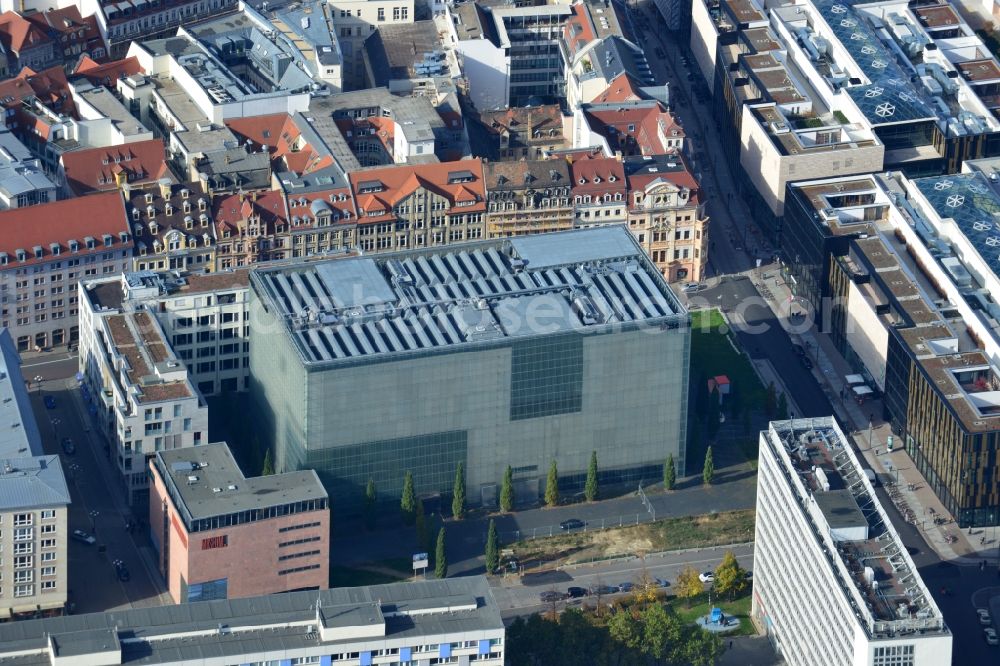 Leipzig from above - Museum building ensemble Museum of bildenden Kuenste on Katharinenstrasse in the district Mitte in Leipzig in the state Saxony