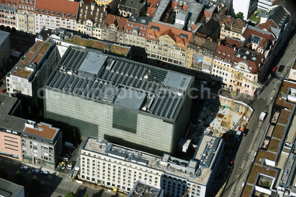 Aerial image Leipzig - Museum building ensemble Museum of bildenden Kuenste on Katharinenstrasse in the district Mitte in Leipzig in the state Saxony