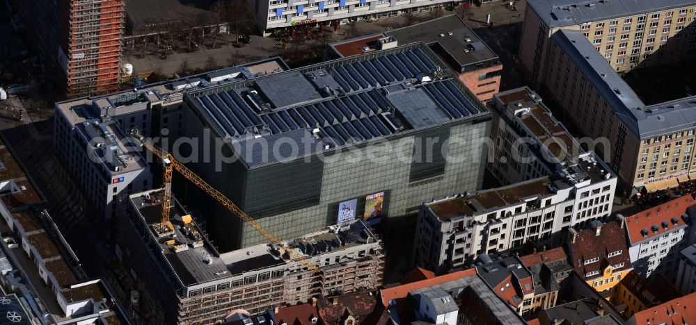 Aerial photograph Leipzig - Museum building ensemble Museum of bildenden Kuenste on Katharinenstrasse in the district Mitte in Leipzig in the state Saxony