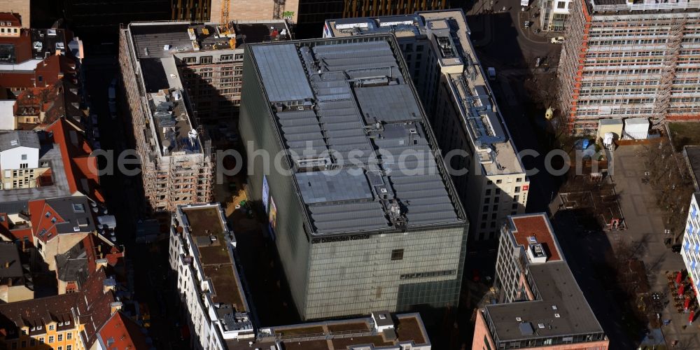 Leipzig from above - Museum building ensemble Museum of bildenden Kuenste on Katharinenstrasse in the district Mitte in Leipzig in the state Saxony