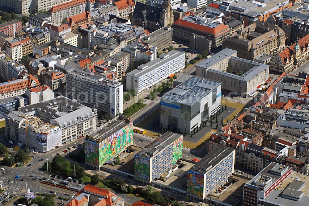 Aerial photograph Leipzig - Museum building ensemble Museum of bildenden Kuenste on Katharinenstrasse in the district Mitte in Leipzig in the state Saxony