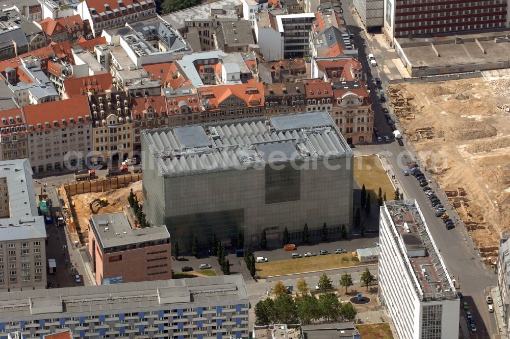 Aerial photograph Leipzig - Museum building ensemble Museum of bildenden Kuenste on Katharinenstrasse in the district Mitte in Leipzig in the state Saxony