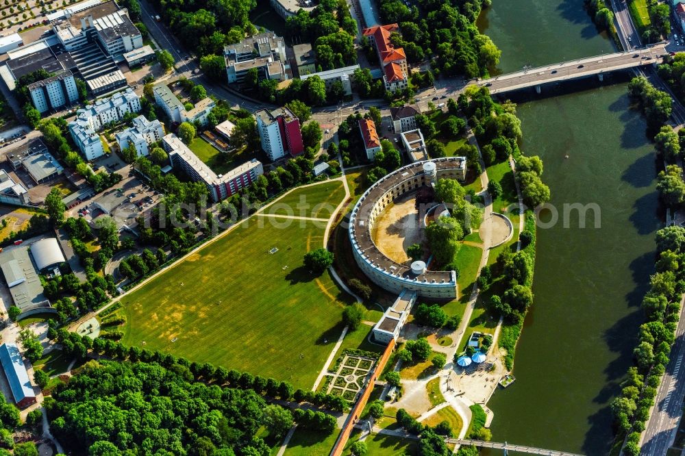 Ingolstadt from above - Museum building ensemble Museum of Ersten Weltkriegs (Bayerisches Armeemuseum) on Regimentstrasse in Ingolstadt in the state Bavaria, Germany