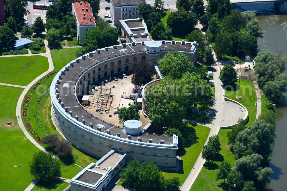 Ingolstadt from above - Museum building ensemble of Museum des Ersten Weltkriegs (Bayerisches Armeemuseum) on Regimentstrasse in Ingolstadt in the state Bavaria, Germany