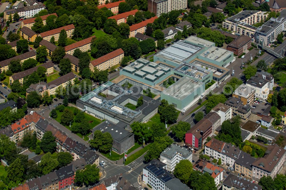 Essen from above - Museum building ensemble Museum Folkwang on street Goethestrasse - Bismarckstrasse in Essen in the state North Rhine-Westphalia