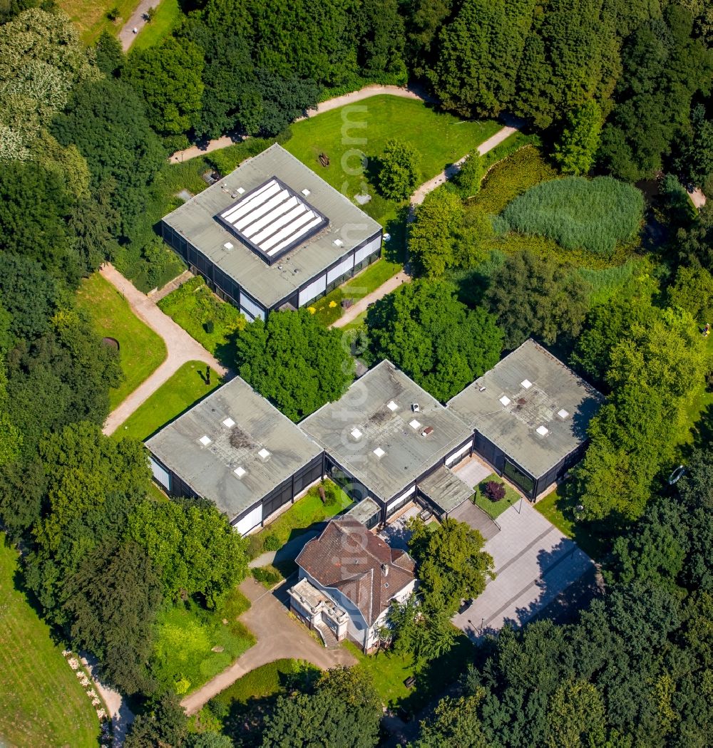 Bottrop from above - Museum building ensemble Museumszentrum Quadrat in Bottrop in the state North Rhine-Westphalia