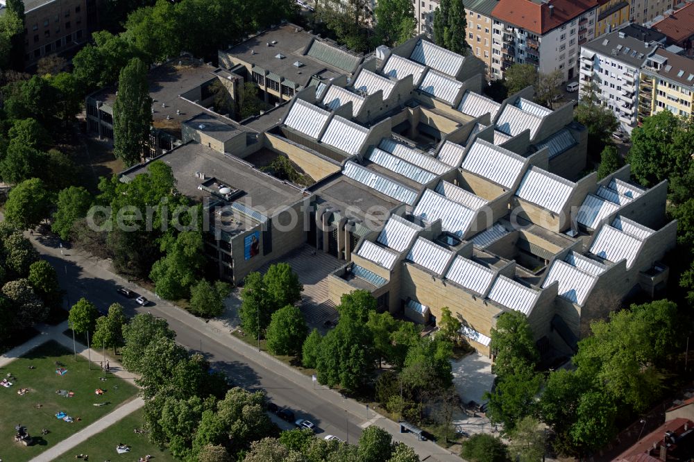 München from the bird's eye view: Museum building ensemble Neue Pinakothek on Barer Strasse in the district Maxvorstadt in Munich in the state Bavaria, Germany