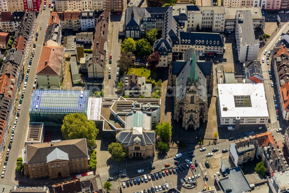 Hagen from the bird's eye view: Museum building ensemble Osthaus Museum Hagen on Museumsplatz in Hagen in the state North Rhine-Westphalia, Germany