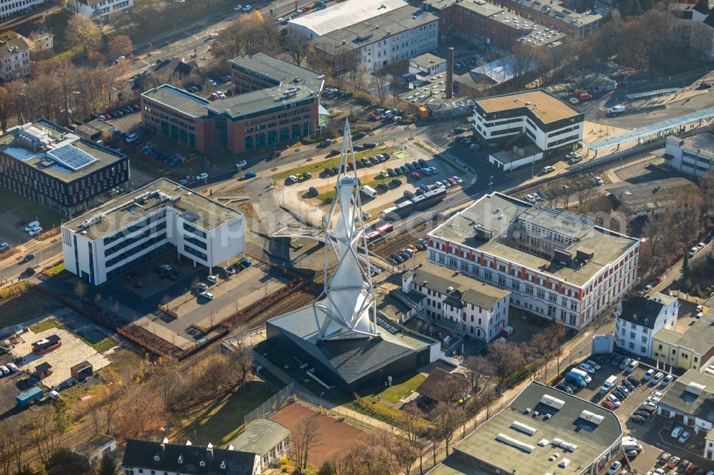 Lüdenscheid from the bird's eye view: Museum building ensemble PHAeNOMENTA Luedenscheid on Phaenomenta-Weg in Luedenscheid in the state North Rhine-Westphalia, Germany