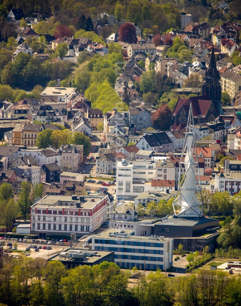 Aerial image Lüdenscheid - Museum building ensemble PHAeNOMENTA Luedenscheid on Phaenomenta-Weg in Luedenscheid in the state North Rhine-Westphalia, Germany