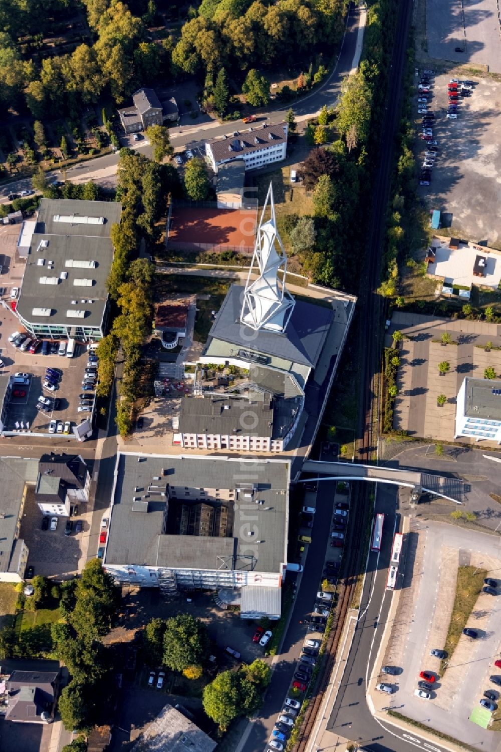 Aerial photograph Lüdenscheid - Museum building ensemble PHAeNOMENTA Luedenscheid on Phaenomenta-Weg in Luedenscheid in the state North Rhine-Westphalia, Germany