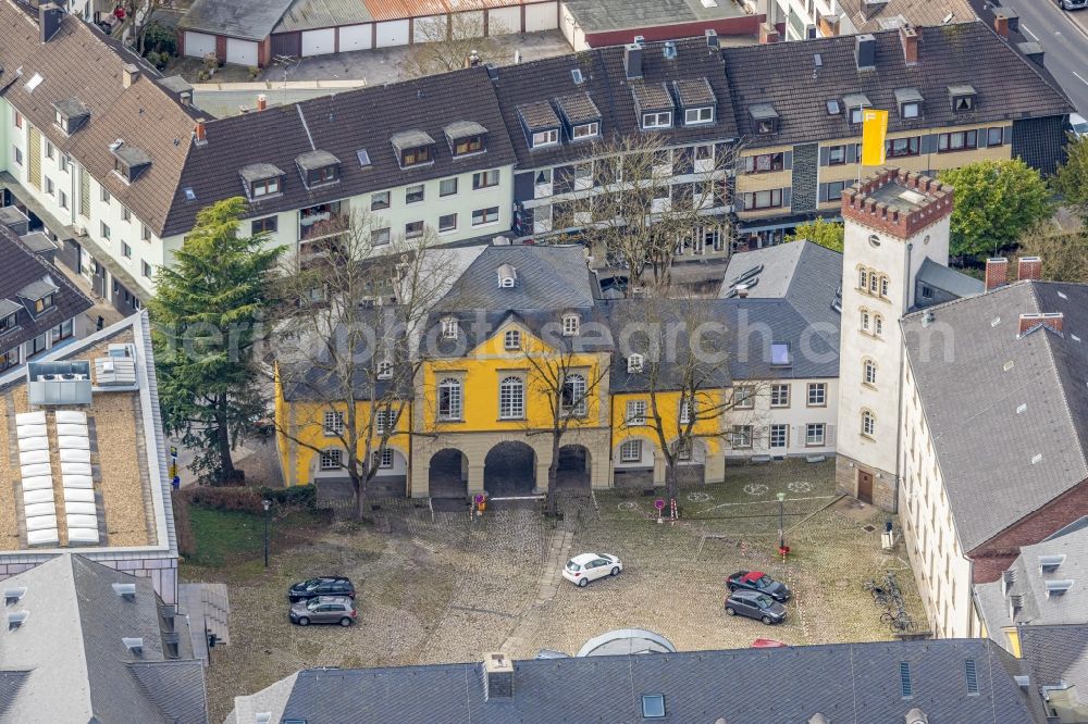 Werden from the bird's eye view: Museum building ensemble Basilika Sankt Ludgerus in Werden at Ruhrgebiet in the state North Rhine-Westphalia, Germany