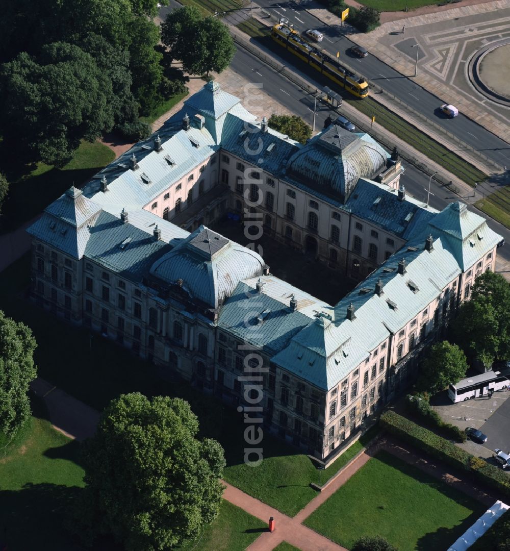 Aerial image Dresden - Museum building ensemble of the Senckenberg Natural History Collections Dresden in the Japanisches Palais in Dresden in the state Saxony