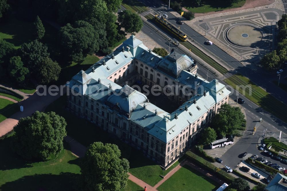 Aerial photograph Dresden - Museum building ensemble of the Senckenberg Natural History Collections Dresden in the Japanisches Palais in Dresden in the state Saxony