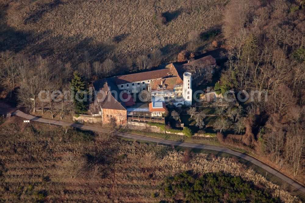 Leinsweiler from above - Museum building ensemble Slevogthof in Leinsweiler in the state Rhineland-Palatinate, Germany