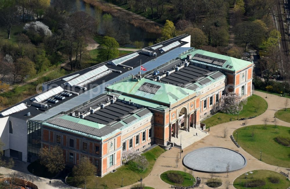 Kopenhagen from above - Museum building ensemble SMK a?? Statens Museum for Kunst Solvgade in Copenhagen in Region Hovedstaden, Denmark