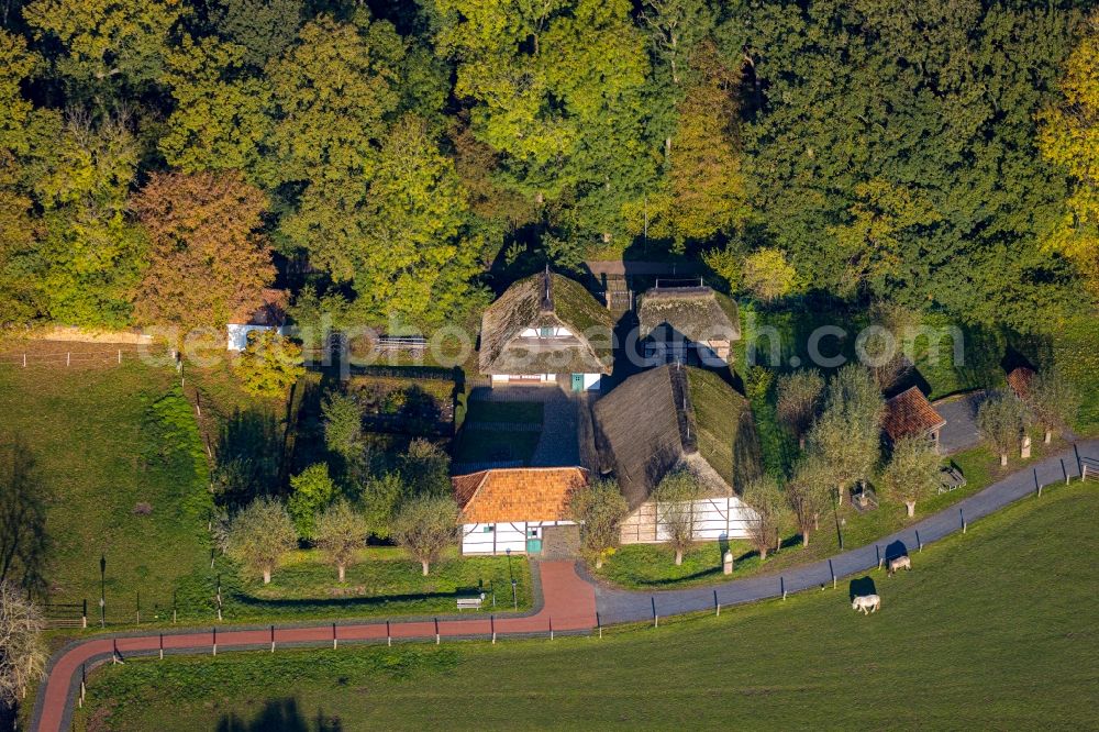 Grefrath from above - Museum building ensemble Spielzeugmuseum of Niederrheinischen Freilichtmuseums in the district Vinkrath in Grefrath in the state North Rhine-Westphalia, Germany