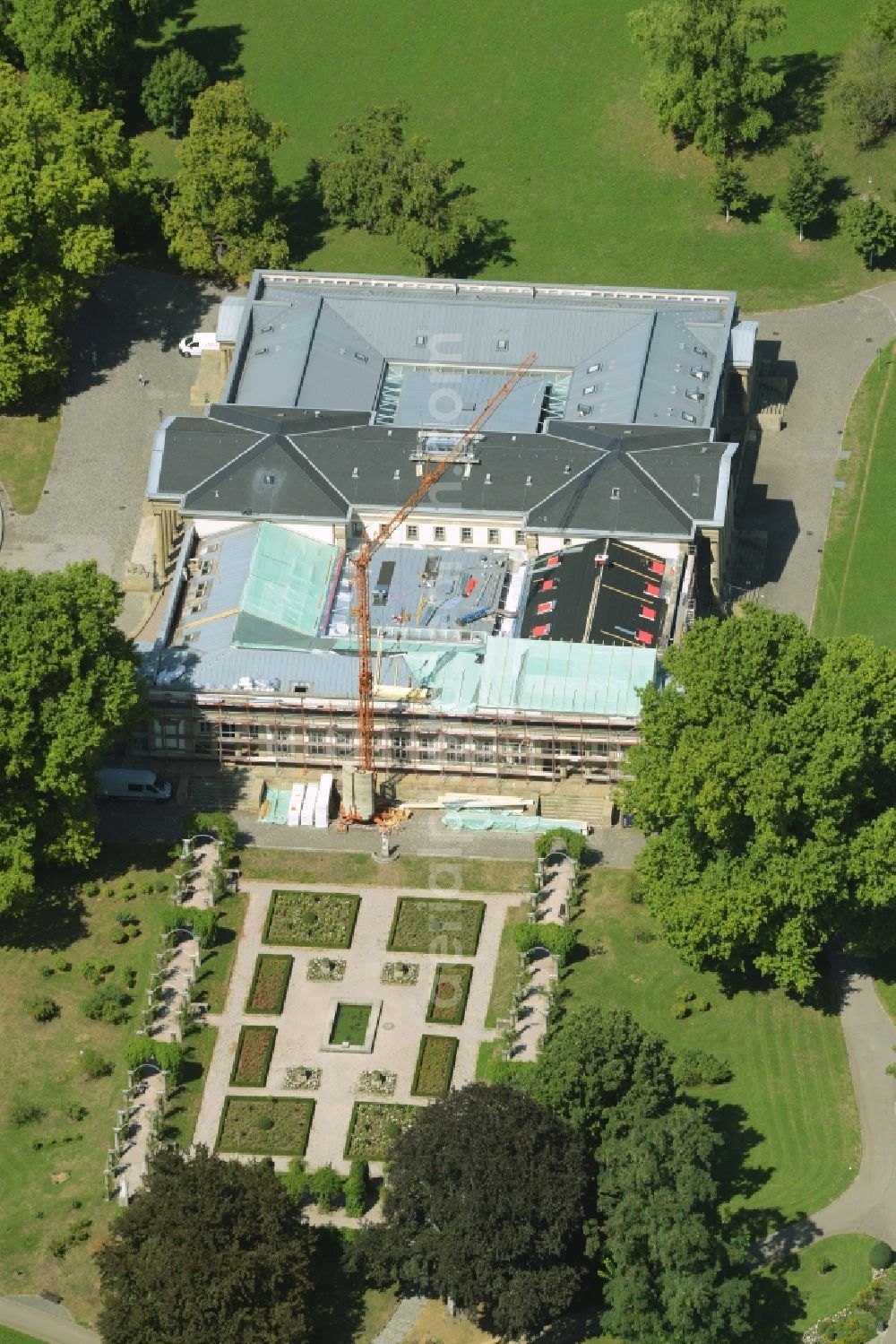 Aerial photograph Stuttgart - Museum building ensemble Staatliches Museum fuer Naturkunde Rosensteinstrasse in Stuttgart in the state Baden-Wuerttemberg