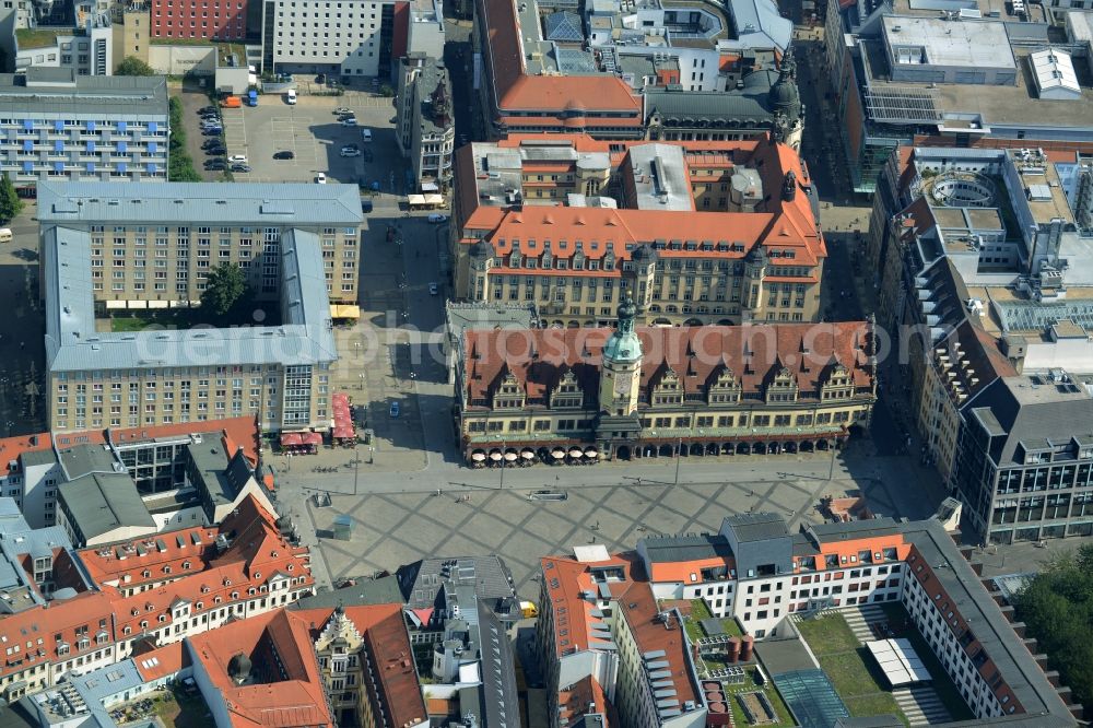 Leipzig from the bird's eye view: Museum building ensemble Stadtgeschichtliches Museum Leipzig, Altes Rathaus in Leipzig in the state Saxony