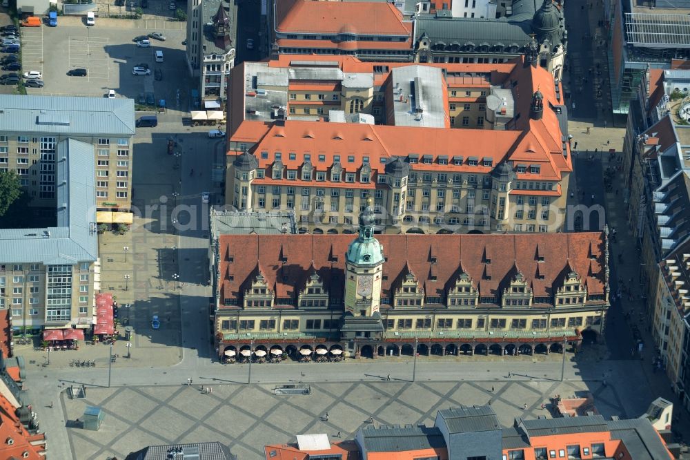 Aerial image Leipzig - Museum building ensemble Stadtgeschichtliches Museum Leipzig, Altes Rathaus in Leipzig in the state Saxony