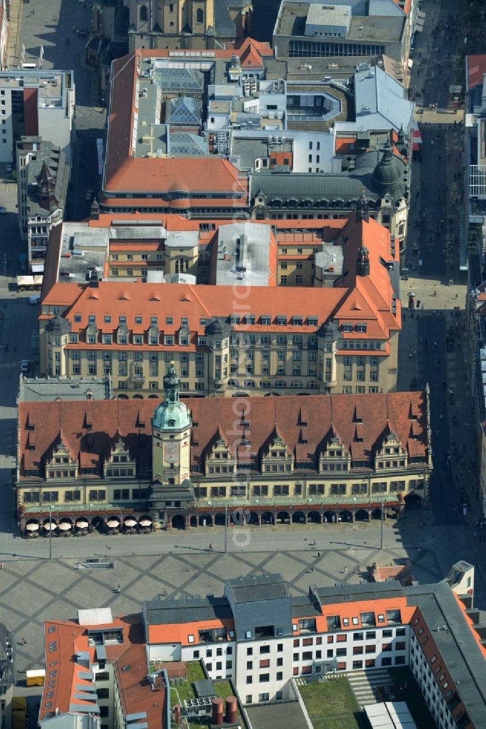 Aerial photograph Leipzig - Museum building ensemble Stadtgeschichtliches Museum Leipzig, Altes Rathaus in Leipzig in the state Saxony