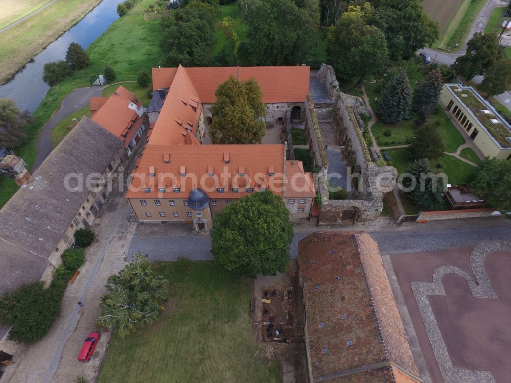 Aerial image Kaiserpfalz - Museum building ensemble Stiftung Kloster and Kaiserpfalz Memleben on Thomas-Muentzer-Strasse in Kaiserpfalz in the state Saxony-Anhalt, Germany