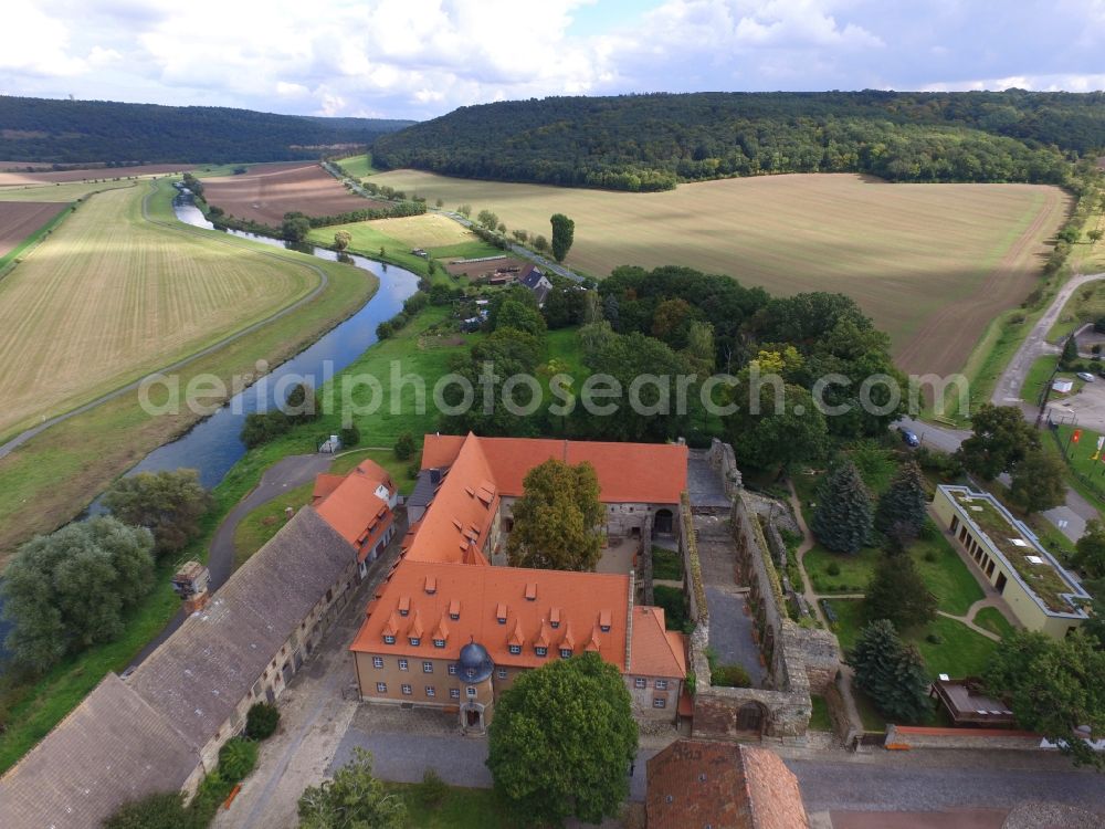 Aerial photograph Kaiserpfalz - Museum building ensemble Stiftung Kloster and Kaiserpfalz Memleben on Thomas-Muentzer-Strasse in Kaiserpfalz in the state Saxony-Anhalt, Germany