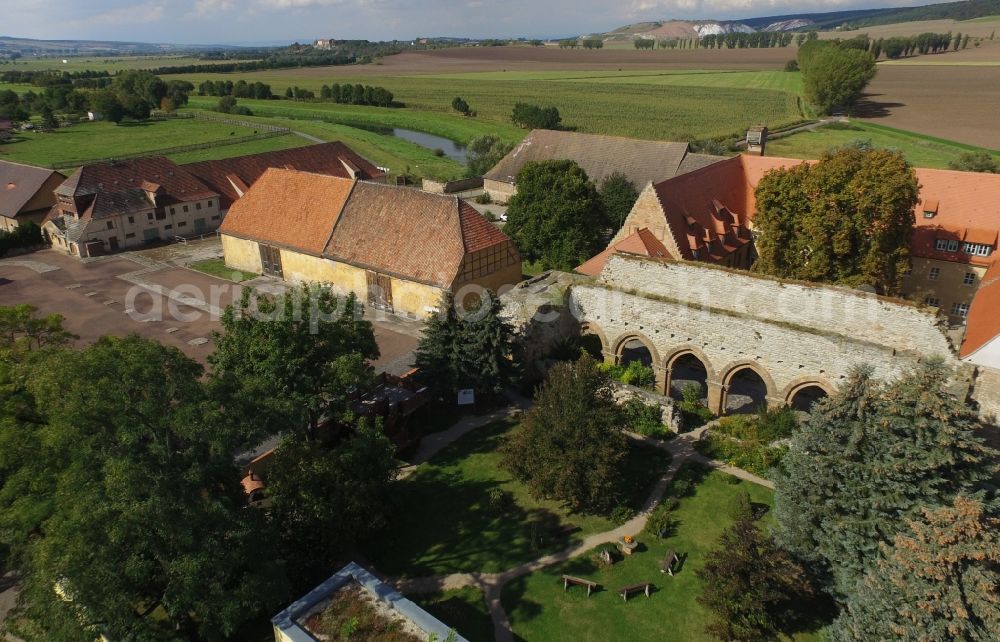 Kaiserpfalz from the bird's eye view: Museum building ensemble Stiftung Kloster and Kaiserpfalz Memleben on Thomas-Muentzer-Strasse in Kaiserpfalz in the state Saxony-Anhalt, Germany