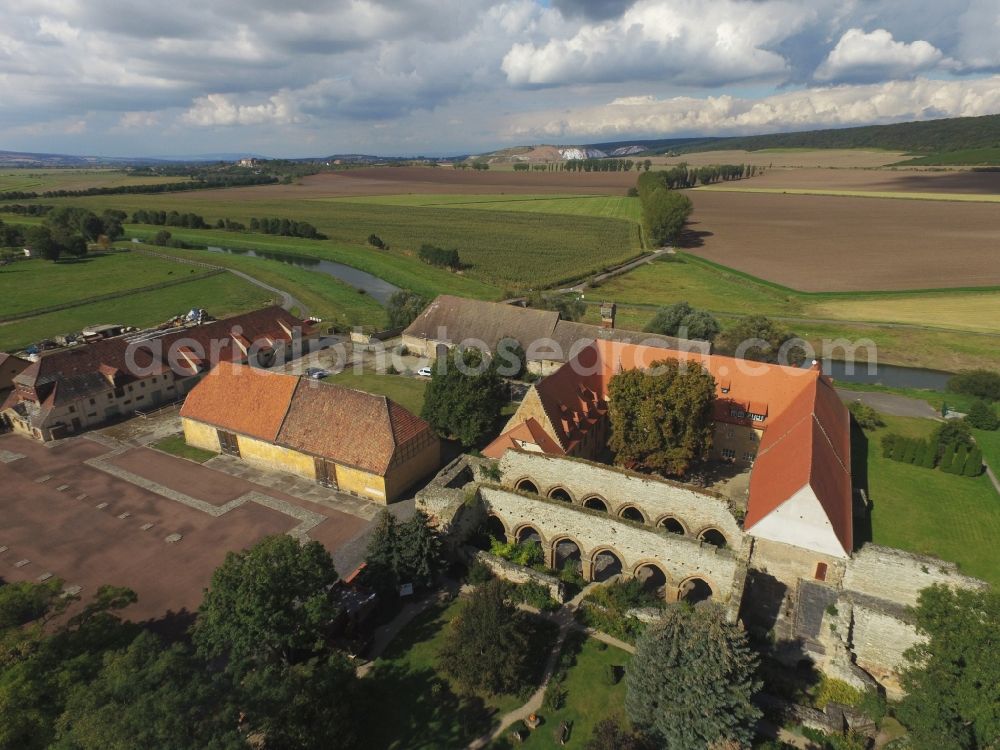 Aerial image Kaiserpfalz - Museum building ensemble Stiftung Kloster and Kaiserpfalz Memleben on Thomas-Muentzer-Strasse in Kaiserpfalz in the state Saxony-Anhalt, Germany