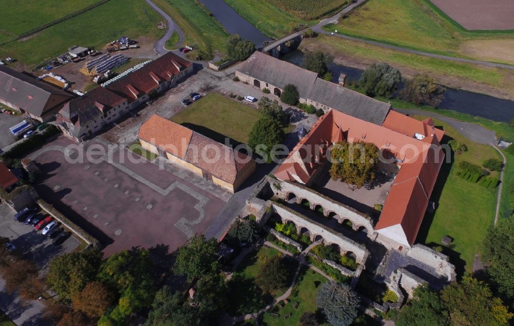 Aerial photograph Kaiserpfalz - Museum building ensemble Stiftung Kloster and Kaiserpfalz Memleben on Thomas-Muentzer-Strasse in Kaiserpfalz in the state Saxony-Anhalt, Germany