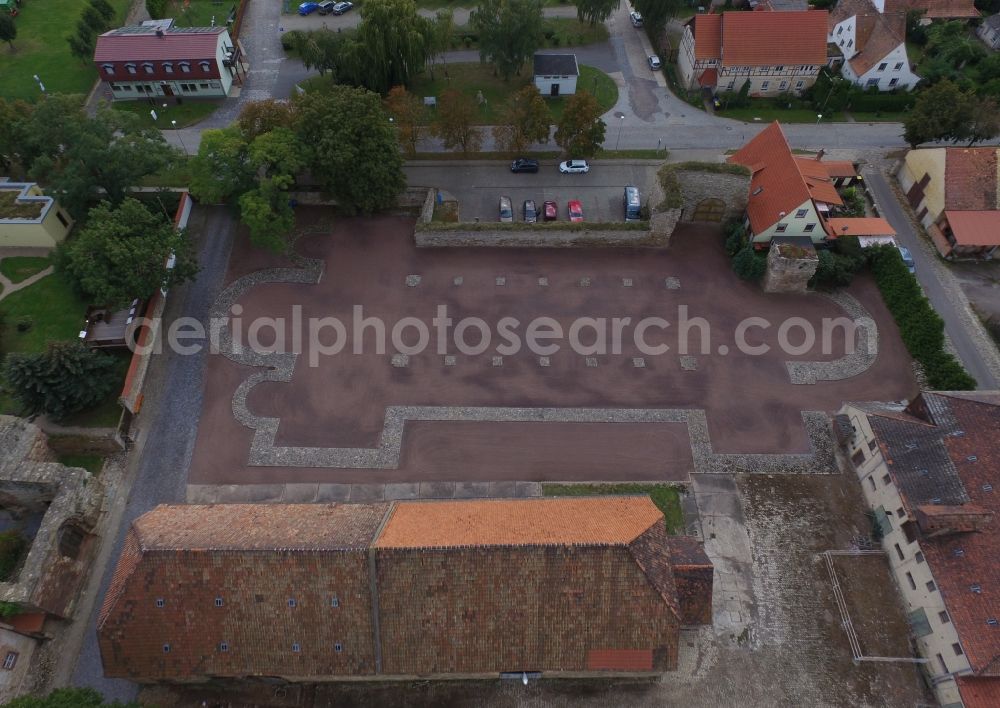 Kaiserpfalz from the bird's eye view: Museum building ensemble Stiftung Kloster and Kaiserpfalz Memleben on Thomas-Muentzer-Strasse in Kaiserpfalz in the state Saxony-Anhalt, Germany