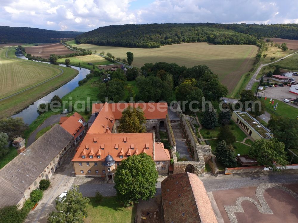 Memleben from the bird's eye view: Museum building ensemble Stiftung Kloster and Kaiserpfalz Memleben on Thomas-Muentzer-Strasse in Kaiserpfalz in the state Saxony-Anhalt, Germany