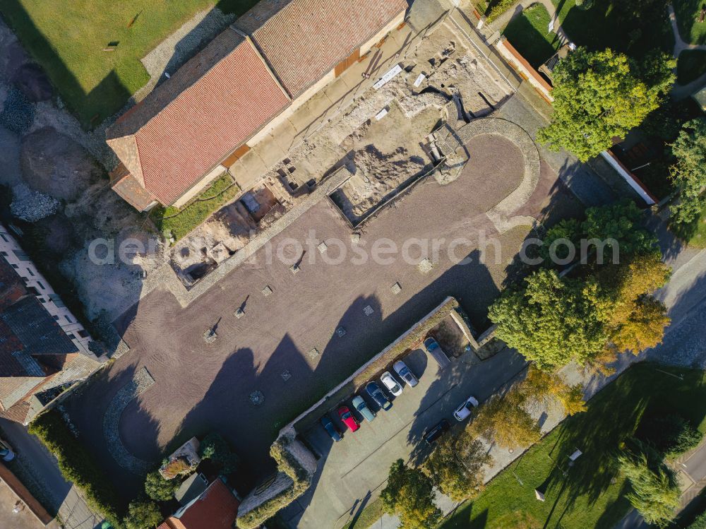 Aerial image Kaiserpfalz - Museum building ensemble Stiftung Kloster and Kaiserpfalz Memleben on Thomas-Muentzer-Strasse in Kaiserpfalz in the state Saxony-Anhalt, Germany