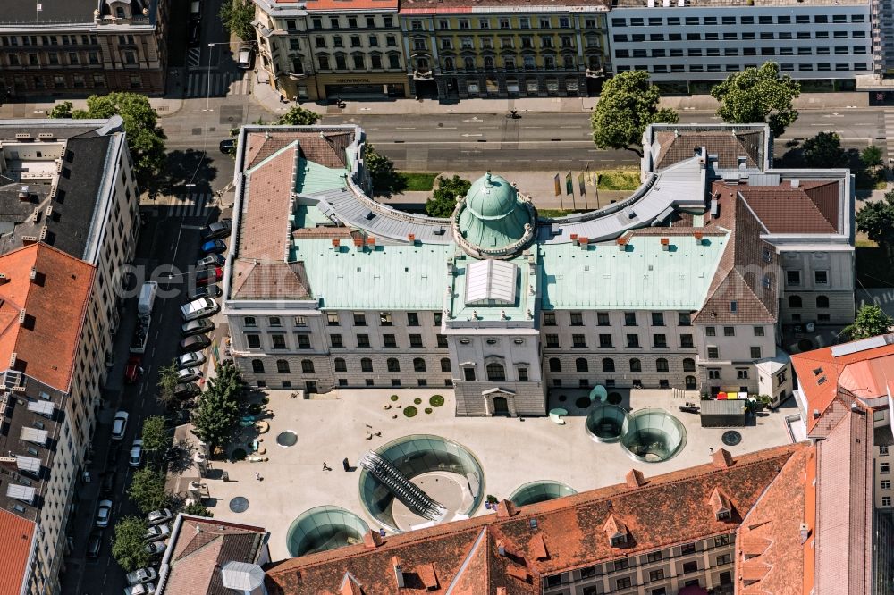 Aerial photograph Graz - Museum building ensemble Universalmuseum Joanneum in Graz in Steiermark, Austria