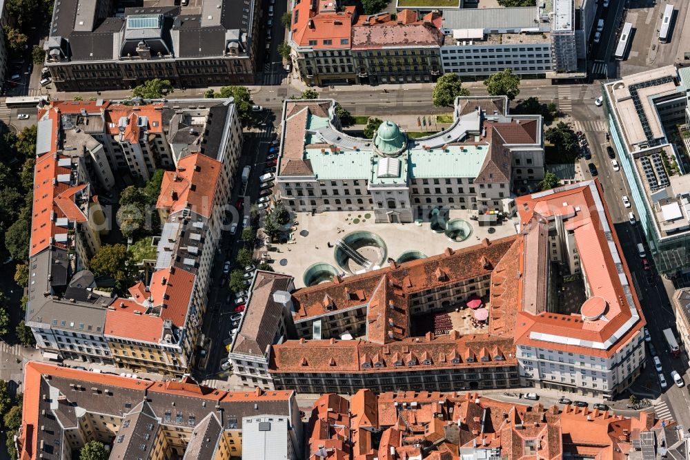 Graz from above - Museum building ensemble Universalmuseum Joanneum in Graz in Steiermark, Austria