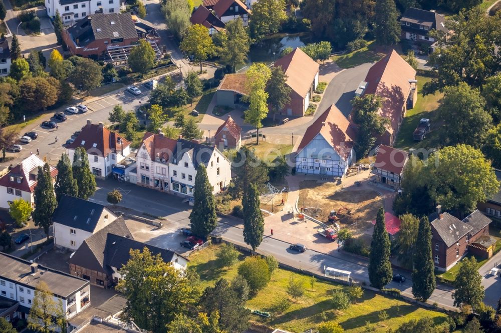 Aerial image Bad Sassendorf - Museum building ensemble Westfaelische Salzwelten and the event location of Kulturscheune auf Hof Haulle An der Rosenau in Bad Sassendorf in the state North Rhine-Westphalia, Germany