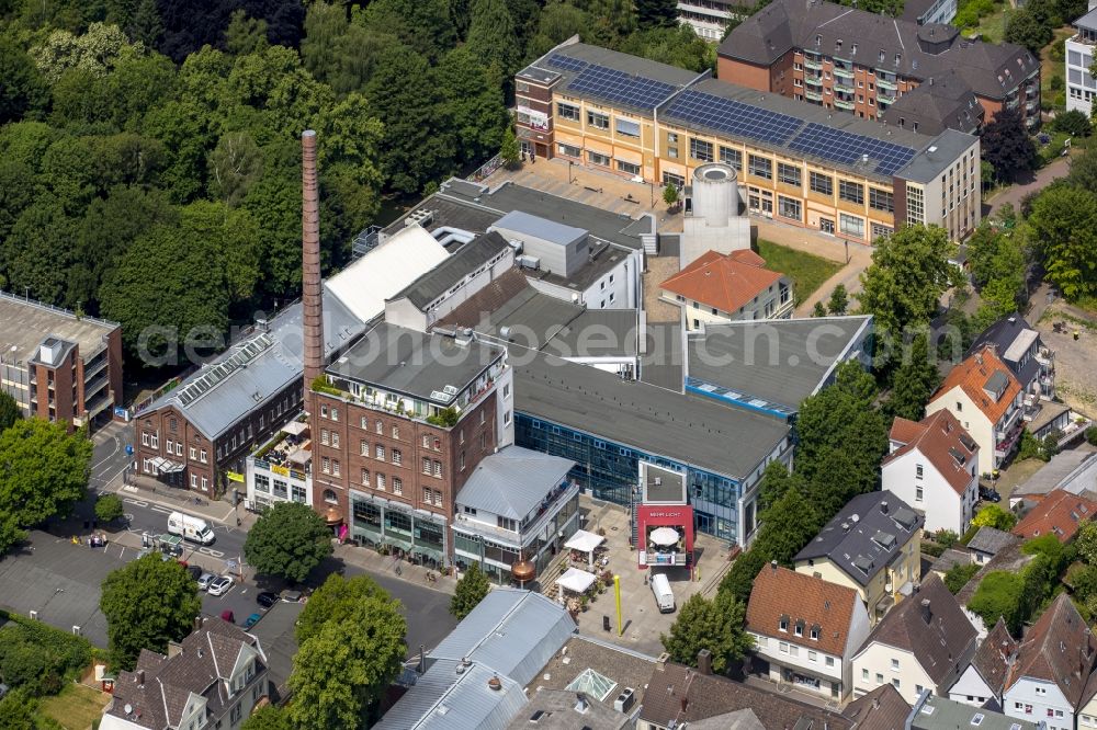 Aerial image Unna - Museum building ensemble of the Centre for International Light Art in Unna in North Rhine-Westphalia. The museum of light art, the theater and the Ship of Fools Lindenbrauerei e. V. culture and communication center