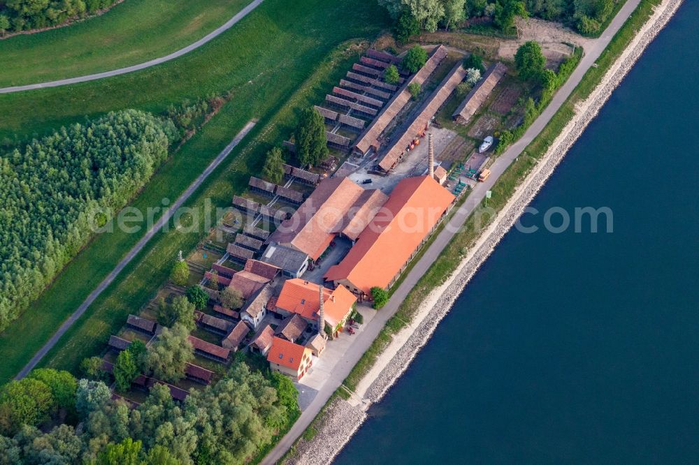 Aerial image Germersheim - Museum building ensemble Ziegeleimuseum Sondernheim in Germersheim in the state Rhineland-Palatinate, Germany