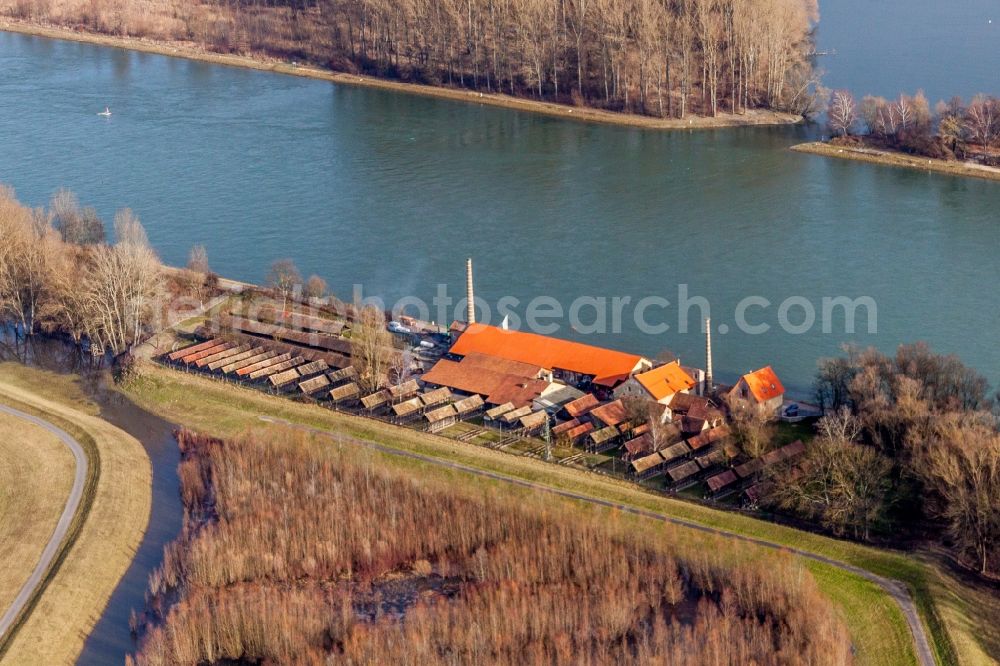 Germersheim from above - Museum building ensemble Ziegeleimuseum Sondernheim in Germersheim in the state Rhineland-Palatinate, Germany