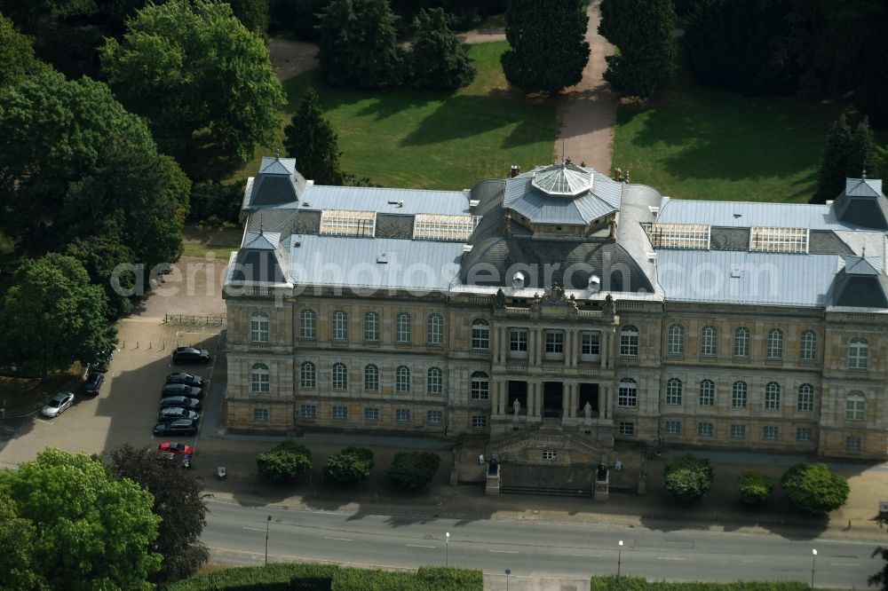 Gotha from above - Museum Herzogliches Museum in the castle park in the city center of Gotha in the state of Thuringia