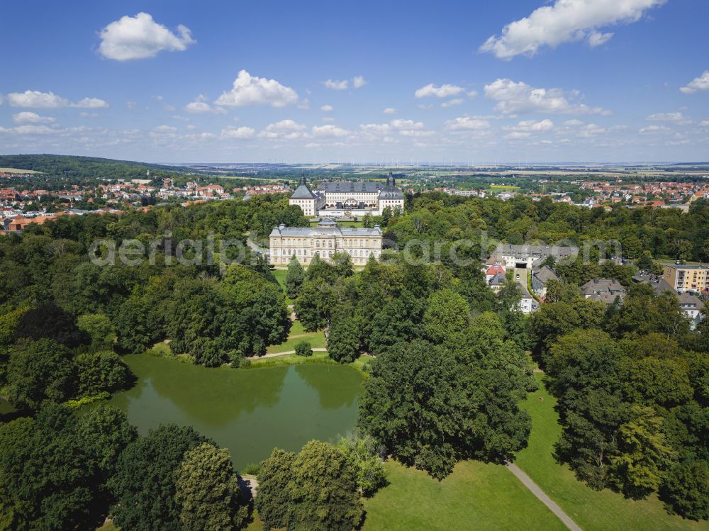 Aerial image Gotha - Museum Herzogliches Museum in the castle park in the city center on street Parkallee of Gotha in the state of Thuringia